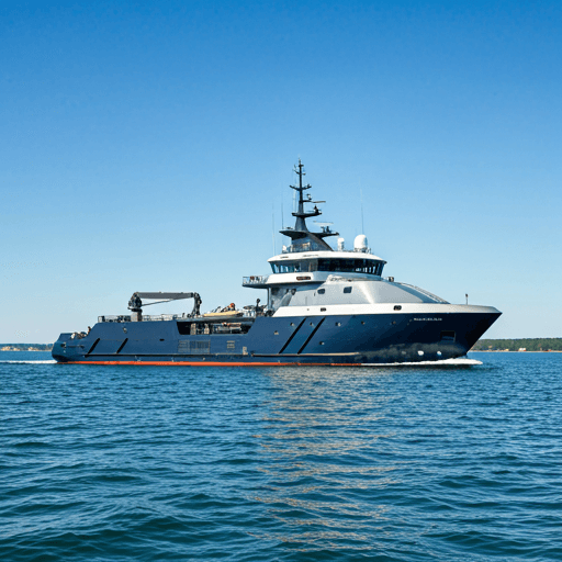 Modern maritime vessel navigating through open water