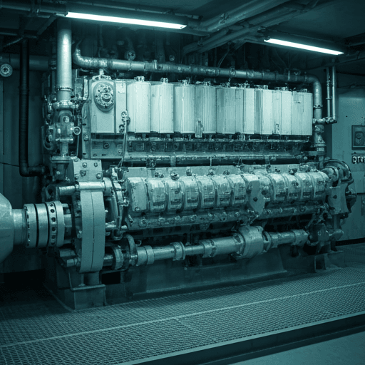 Modern engine room with high-tech sensors